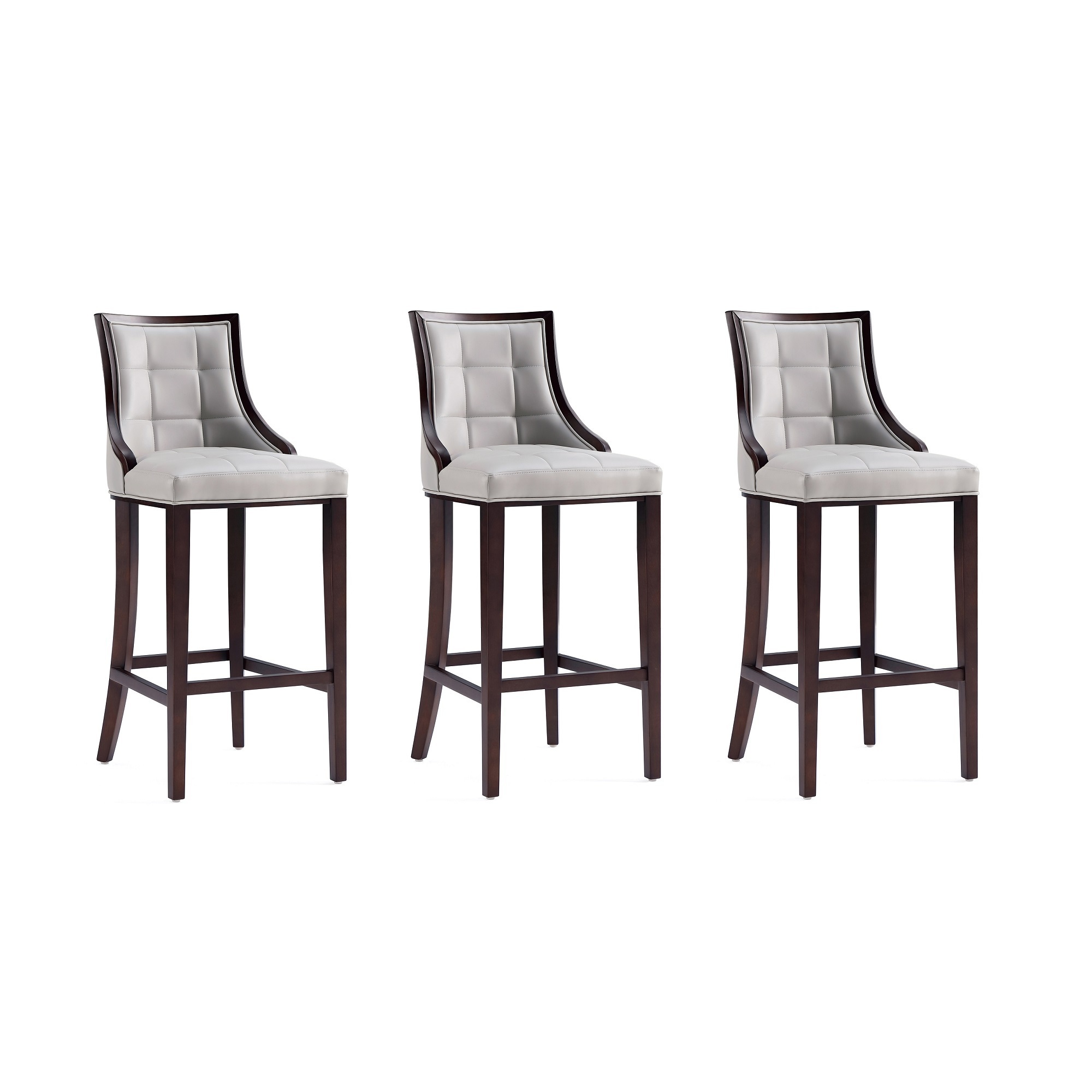 Manhattan Comfort, Fifth Ave Faux Leather Stool in Lt Grey Set of 3 Primary Color Gray, Included (qty.) 3 Model# 3-BS007